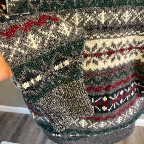 Woolrich Fair Isle Gray Wool Sweater XL - Picture 6 of 11